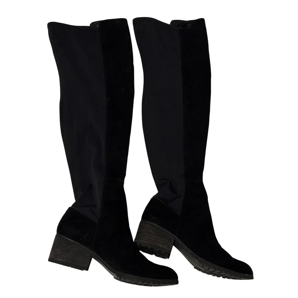 Charles by Charles David Women 9.5 Black Over Knee Stretch Back Block Heel Boots